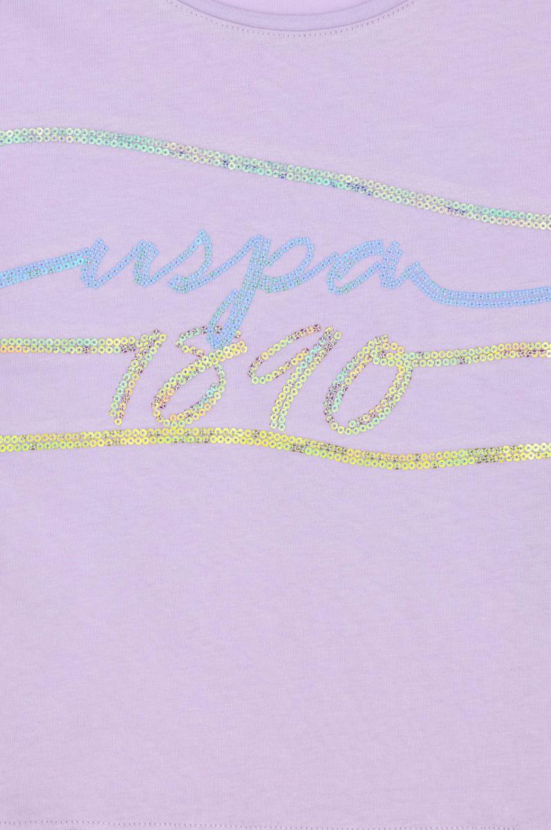 Kız Çocuk Lila Bisiklet Yaka Tişört