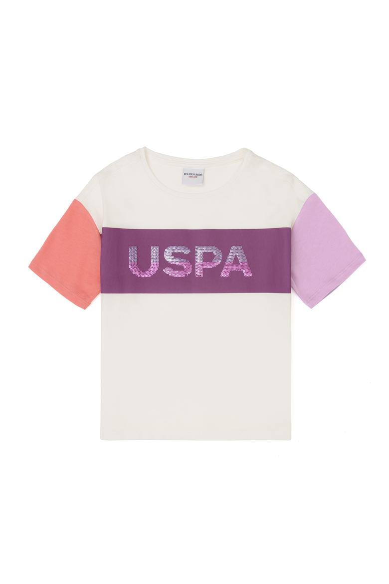 Kız Çocuk Ekru Bisiklet Yaka Tişört - 50288456003