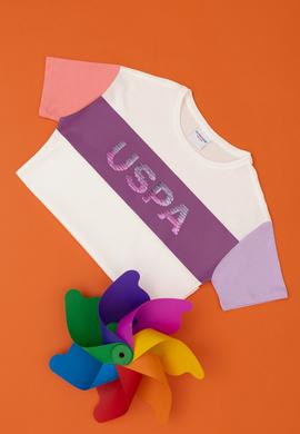 Kız Çocuk Ekru Bisiklet Yaka Tişört - 50288456003