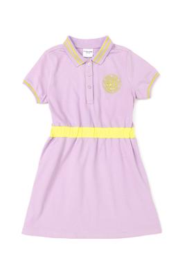 Kız Çocuk Lila Polo Yaka Kısa Kollu Örme Elbise - 50288685012