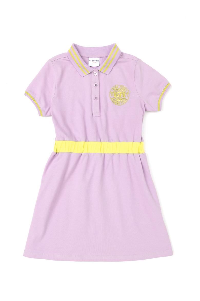 Kız Çocuk Lila Polo Yaka Kısa Kollu Örme Elbise - 50288685012