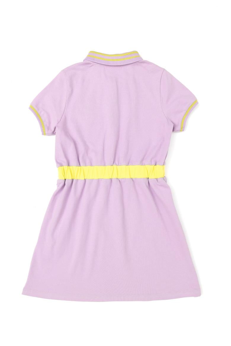 Kız Çocuk Lila Polo Yaka Kısa Kollu Örme Elbise - 50288685012