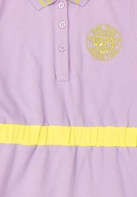 Kız Çocuk Lila Polo Yaka Kısa Kollu Örme Elbise - 50288685012