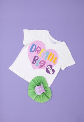 Kız Çocuk Ekru Bisiklet Yaka Tişört - 50288444002