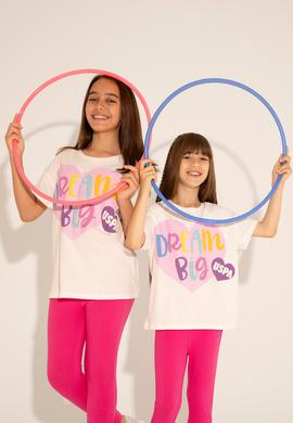 Kız Çocuk Ekru Bisiklet Yaka Tişört - 50288444002