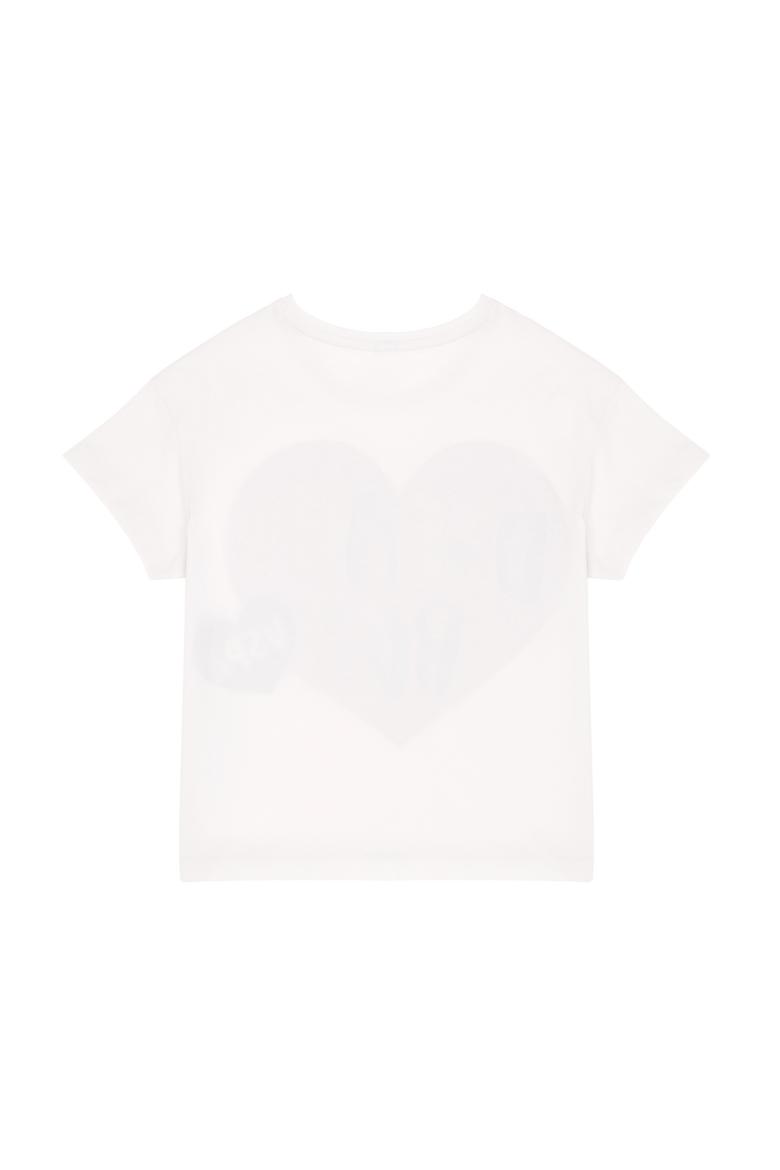 Kız Çocuk Ekru Bisiklet Yaka Tişört - 50288444002