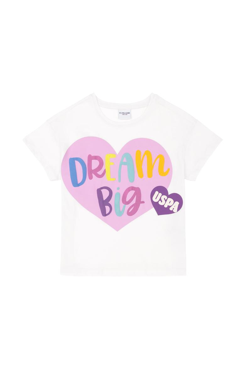 Kız Çocuk Ekru Bisiklet Yaka Tişört - 50288444002