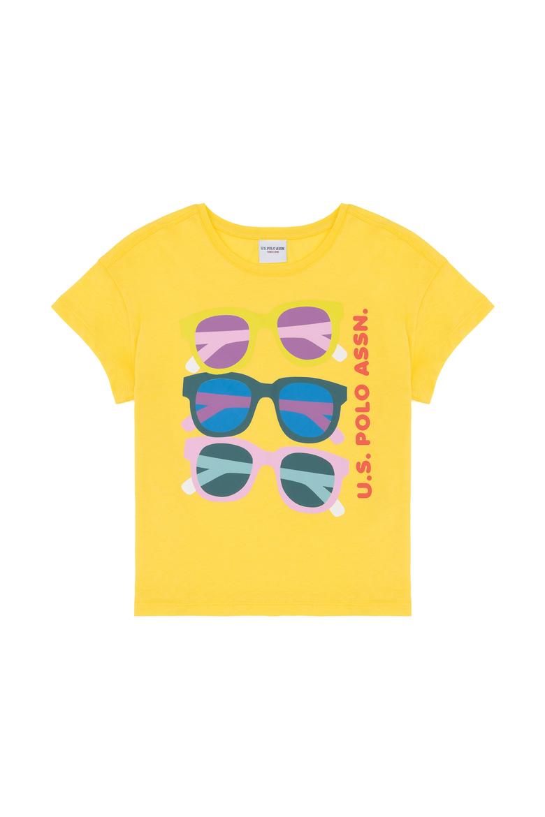 Kız Çocuk Sarı Bisiklet Yaka Tişört - 50288453002