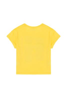 Kız Çocuk Sarı Bisiklet Yaka Tişört - 50288453002