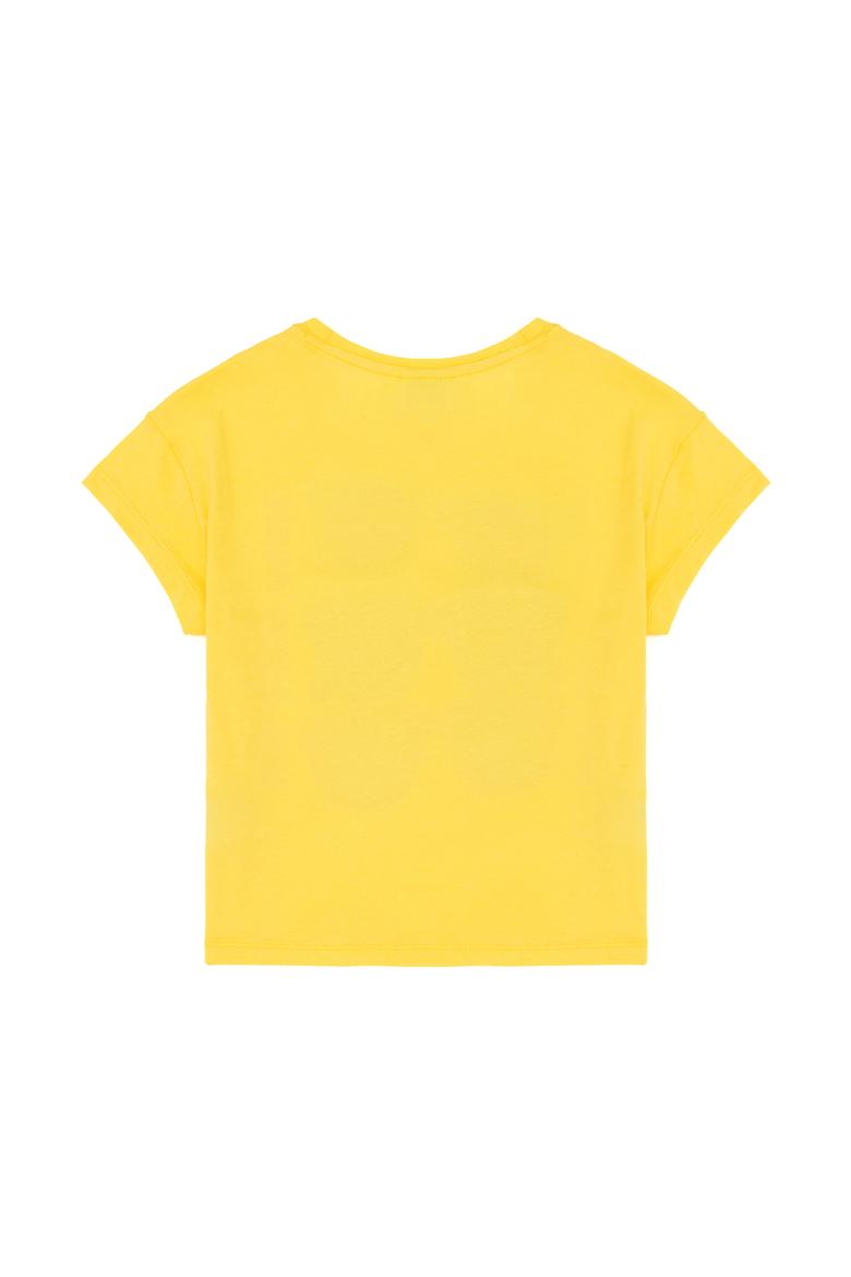 Kız Çocuk Sarı Bisiklet Yaka Tişört - 50288453002