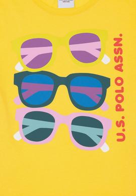 Kız Çocuk Sarı Bisiklet Yaka Tişört - 50288453002