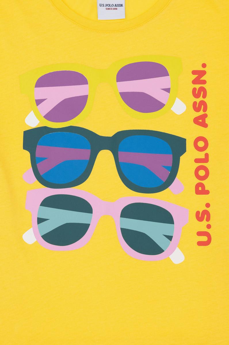 Kız Çocuk Sarı Bisiklet Yaka Tişört