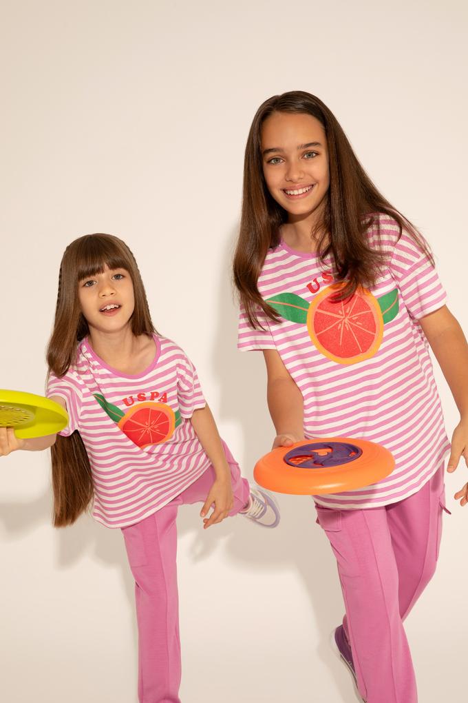 Kız Çocuk Menekşe Bisiklet Yaka Tişört