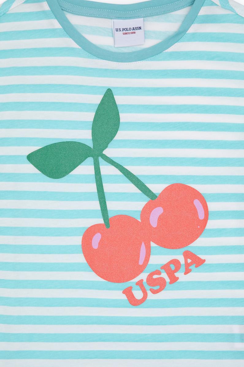 Kız Çocuk Mint Bisiklet Yaka Tişört