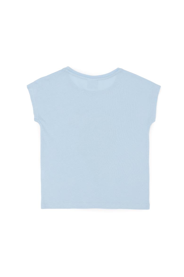 Kız Çocuk Açık Mavi Bisiklet Yaka Tişört - 50288452001