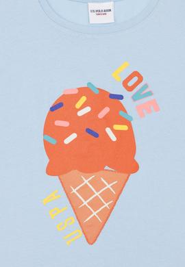 Kız Çocuk Açık Mavi Bisiklet Yaka Tişört - 50288452001