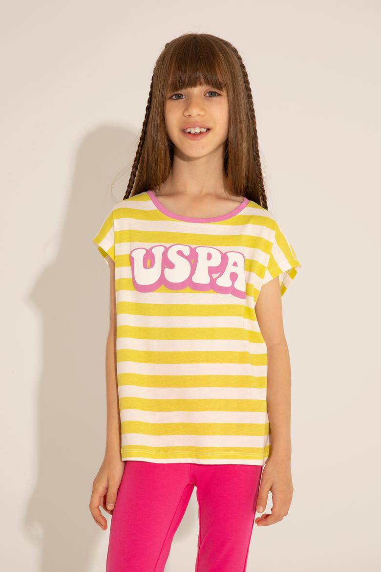 Kız Çocuk Fıstık Bisiklet Yaka Tişört