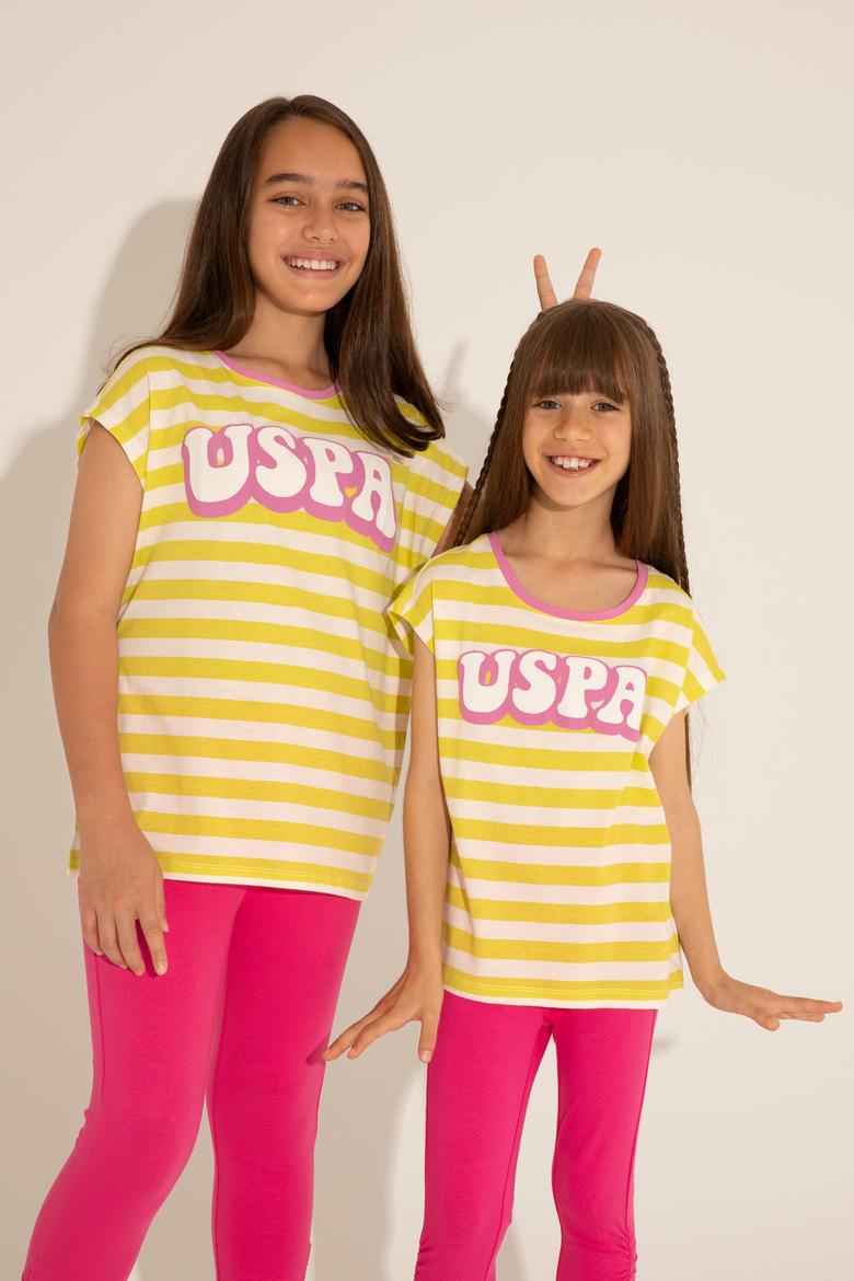 Kız Çocuk Fıstık Bisiklet Yaka Tişört - 50288409003