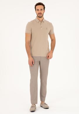 Erkek Slim Fit Polo Yaka Açık Haki Tişört - 50282506027