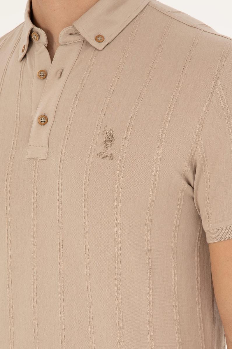 Erkek Slim Fit Polo Yaka Açık Haki Tişört