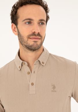 Erkek Slim Fit Polo Yaka Açık Haki Tişört - 50282506027