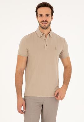Erkek Slim Fit Polo Yaka Açık Haki Tişört - 50282506027