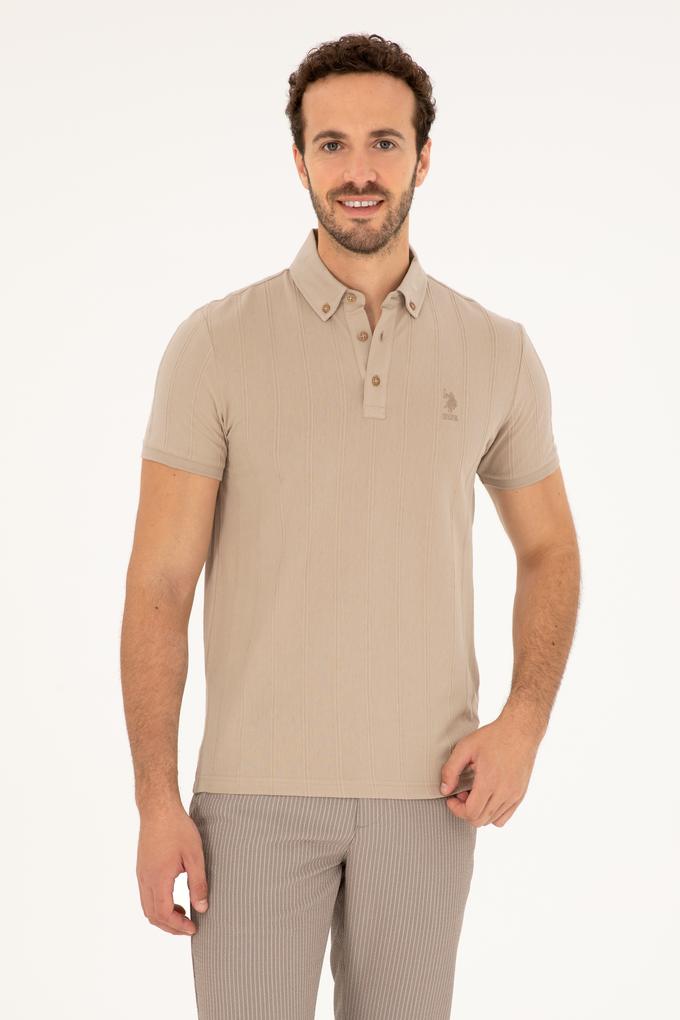 Erkek Slim Fit Polo Yaka Açık Haki Tişört