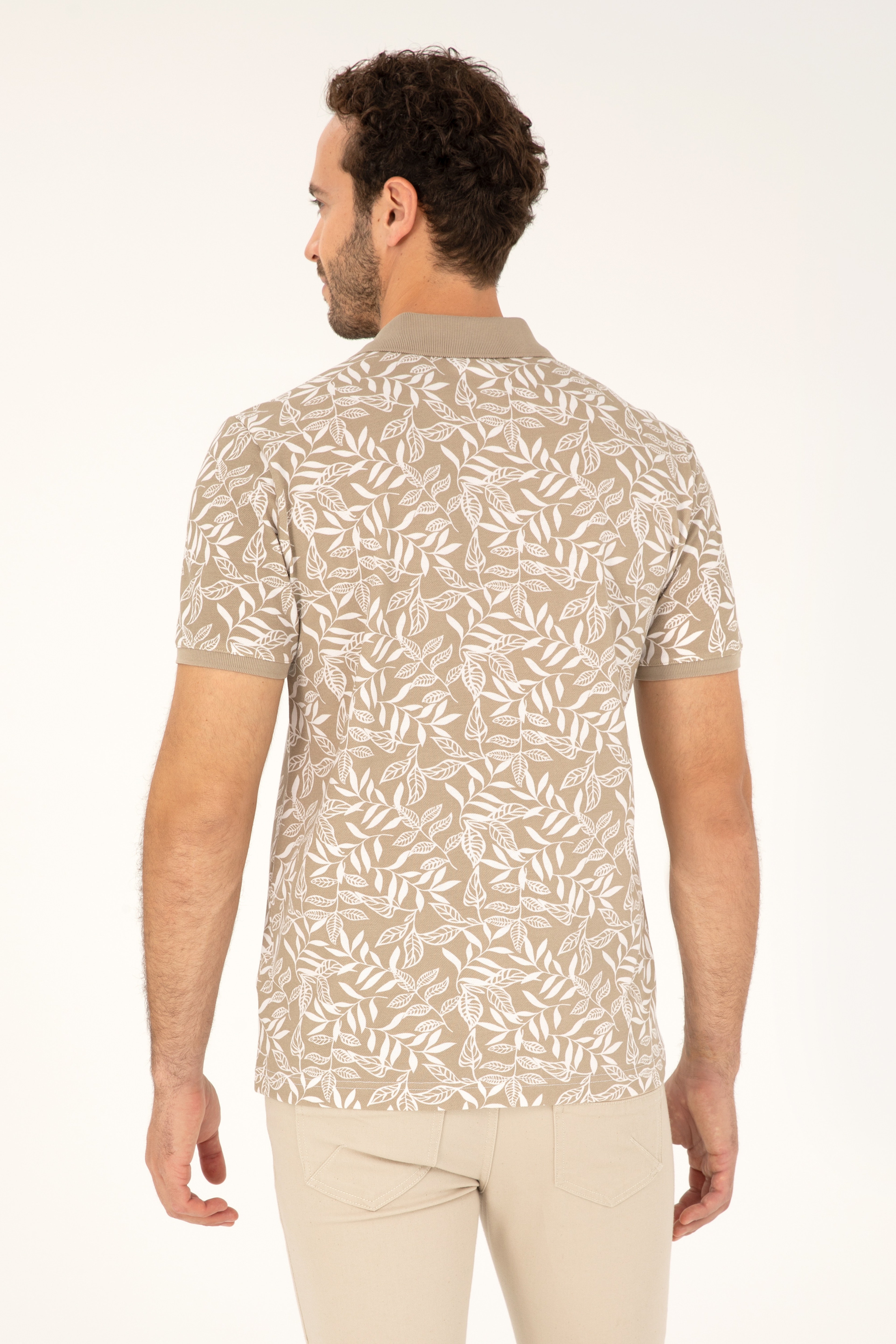 Erkek Regular Fit Polo Yaka Açık Haki Tişört - Image 5