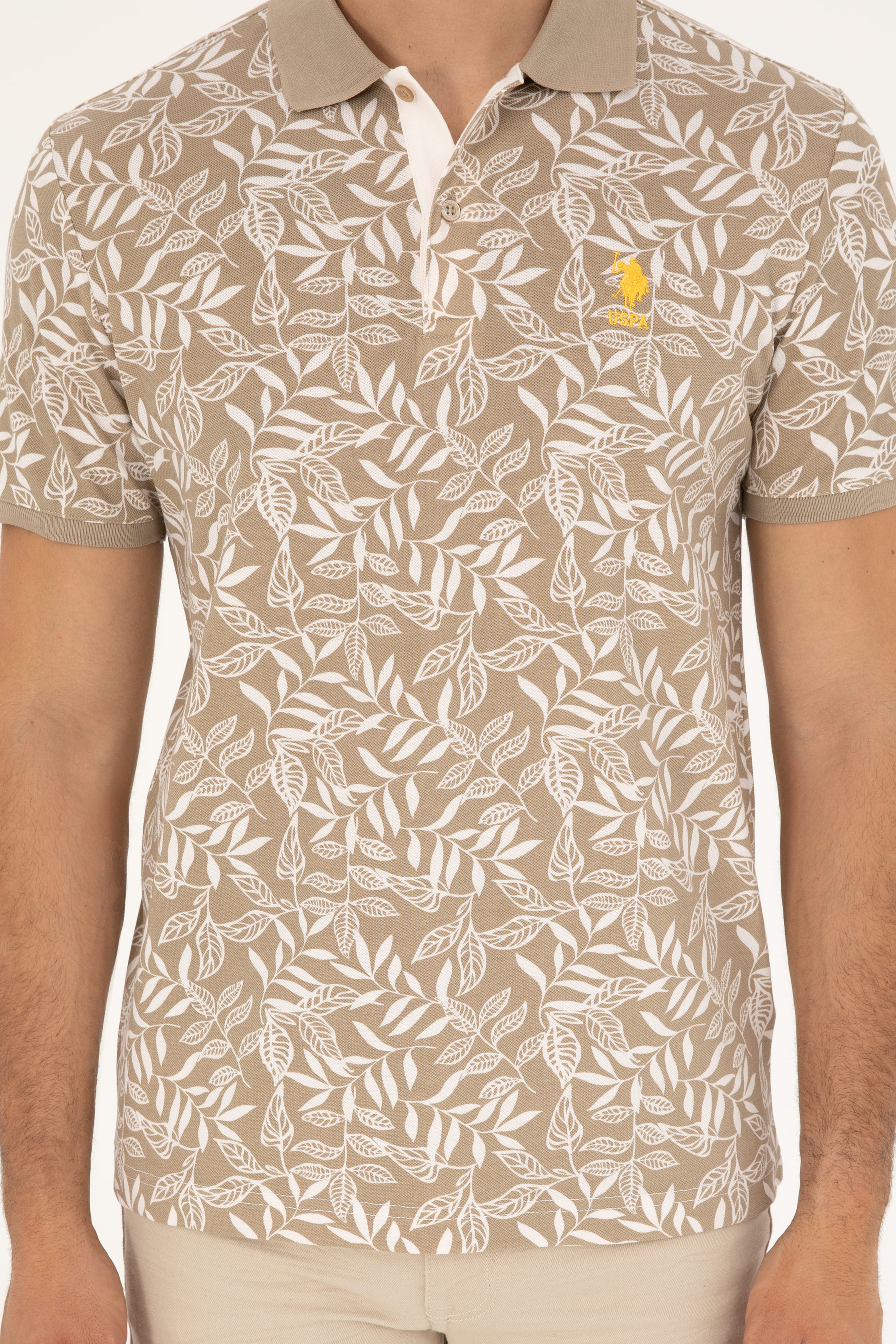 Erkek Regular Fit Polo Yaka Açık Haki Tişört - Image 6