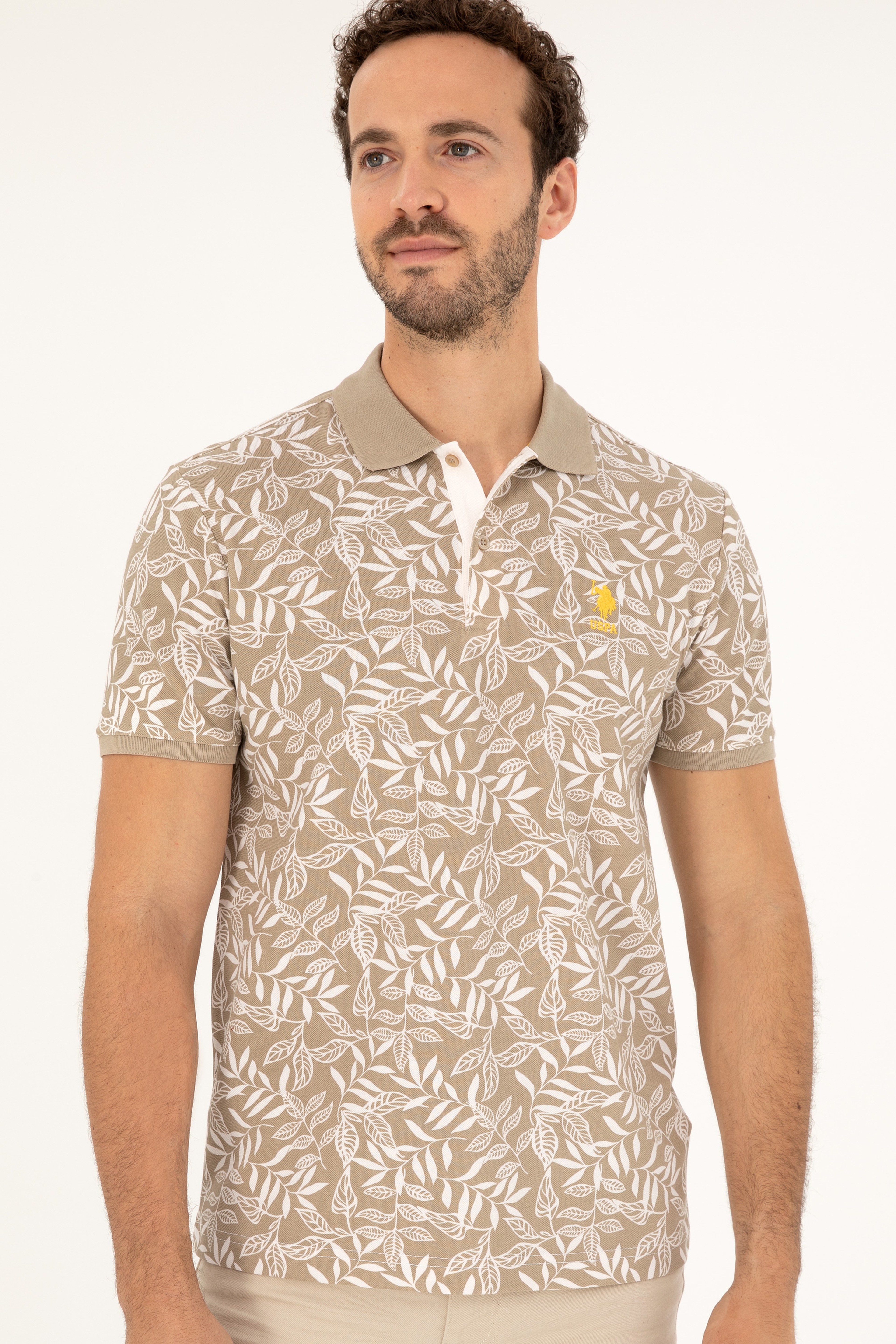 Erkek Regular Fit Polo Yaka Açık Haki Tişört
