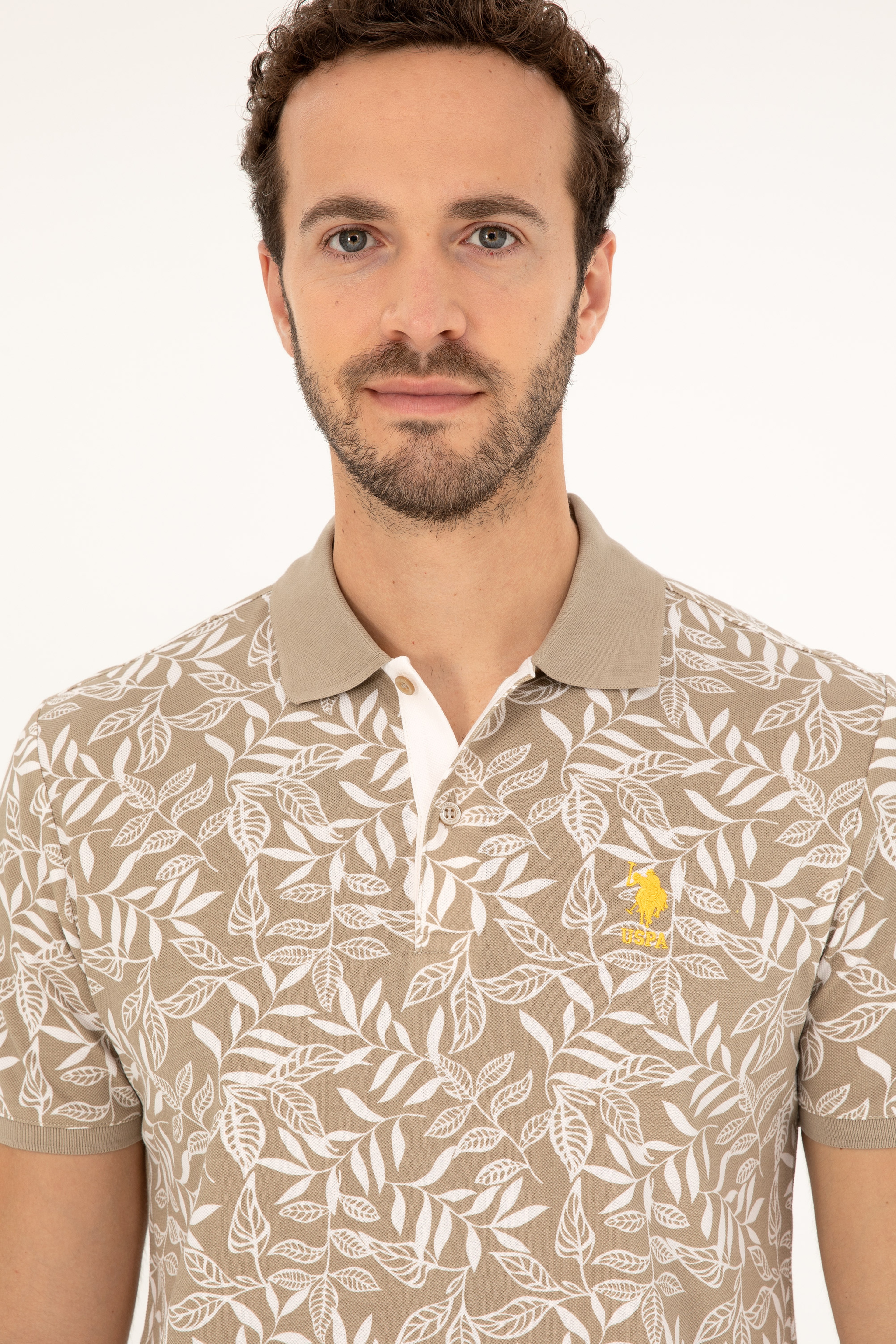 Erkek Regular Fit Polo Yaka Açık Haki Tişört - Image 2