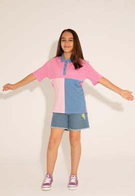 Kız Çocuk Menekşe Polo Yaka Tişört - 50288436037