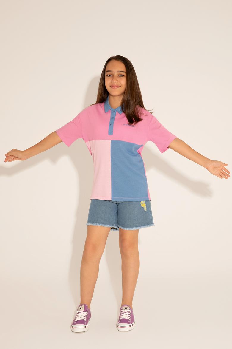 Kız Çocuk Menekşe Polo Yaka Tişört - 50288436037