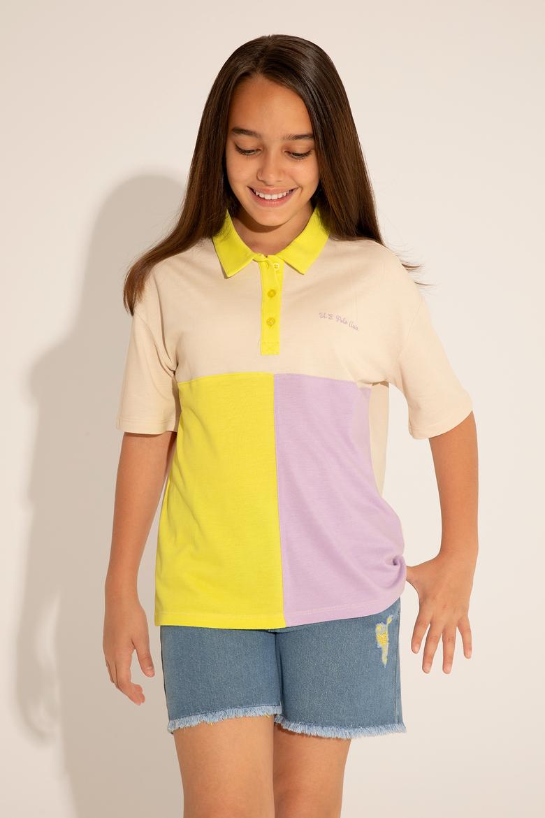 Kız Çocuk Krem Polo Yaka Tişört - 50288436033