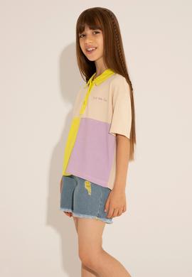 Kız Çocuk Krem Polo Yaka Tişört - 50288436033