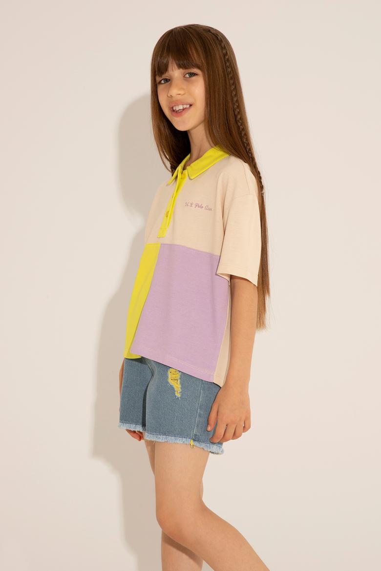 Kız Çocuk Krem Polo Yaka Tişört - 50288436033