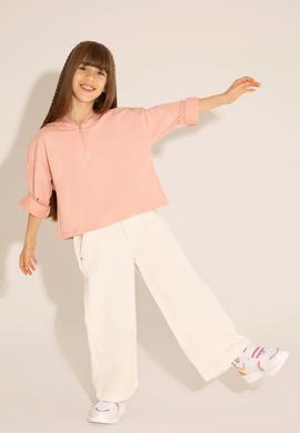 Kız Çocuk Ekru Kanvas Pantolon - 50254125004