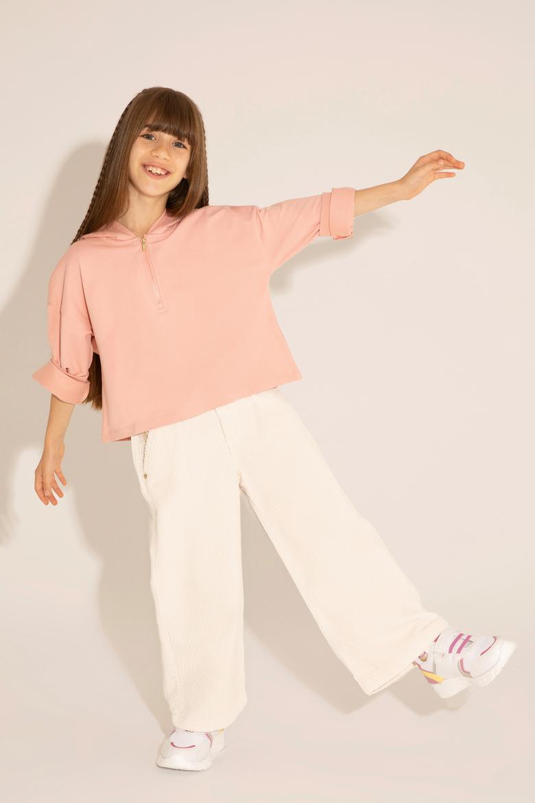 Kız Çocuk Ekru Kanvas Pantolon - 50254125004