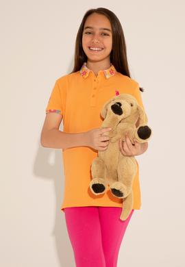 Kız Çocuk Turuncu Polo Yaka Basic Tişört - 50265667133