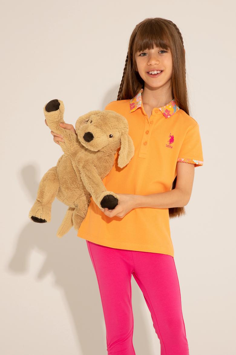 Kız Çocuk Turuncu Polo Yaka Basic Tişört - 50265667133
