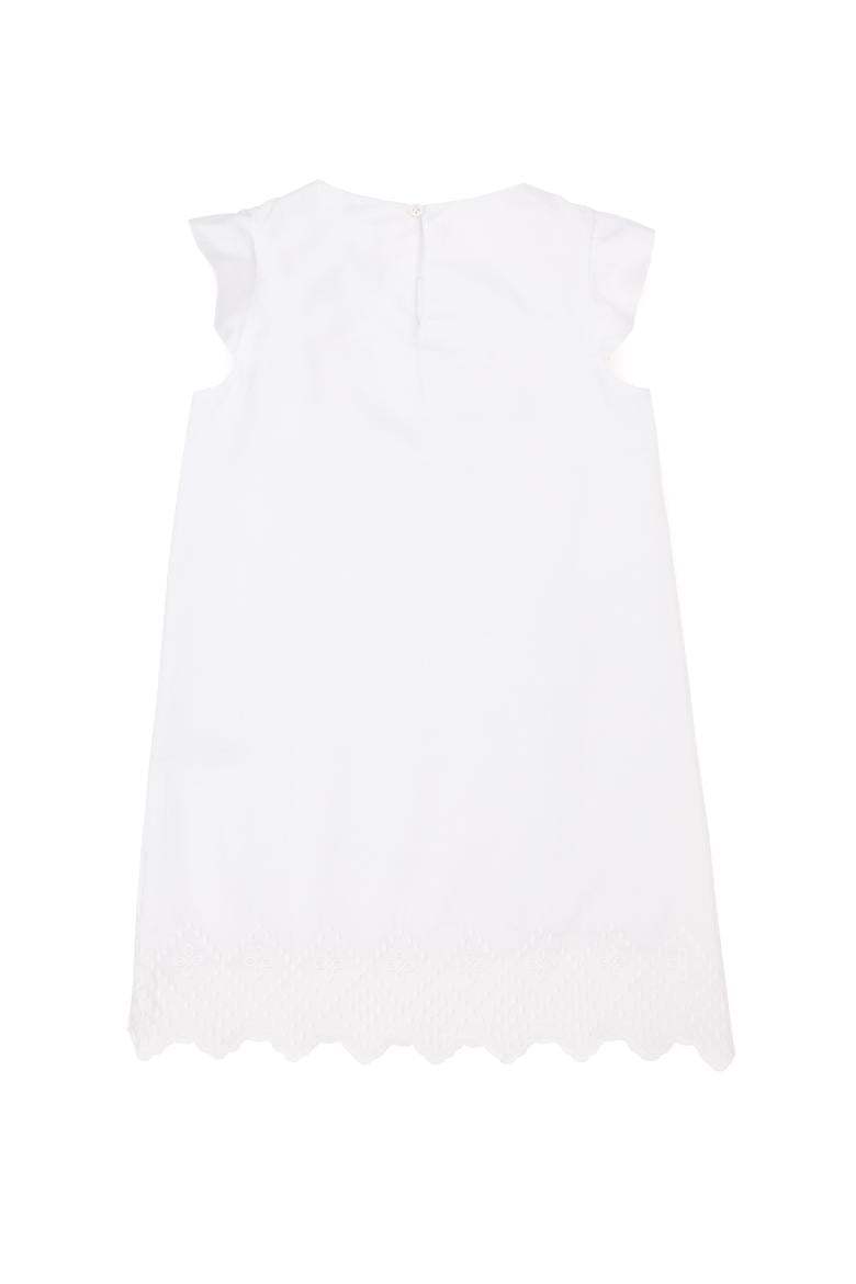 Kız Çocuk Beyaz Kolsuz Dokuma Elbise - 50262731009
