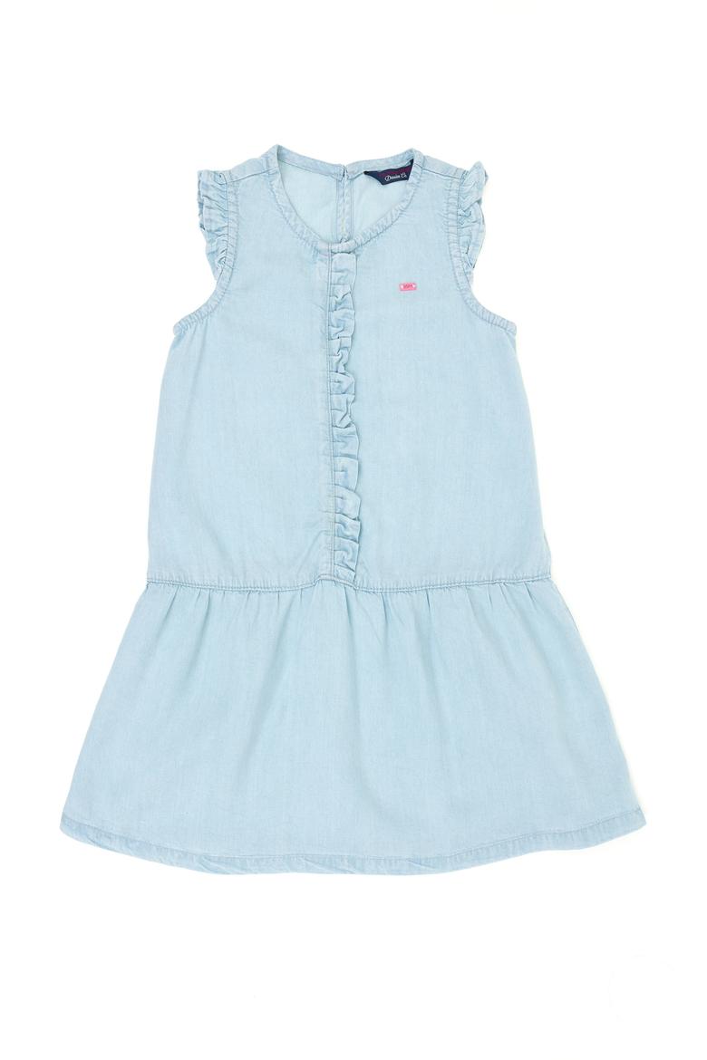 Kız Çocuk Açık Mavi Kolsuz Jean Elbise - 50263070019