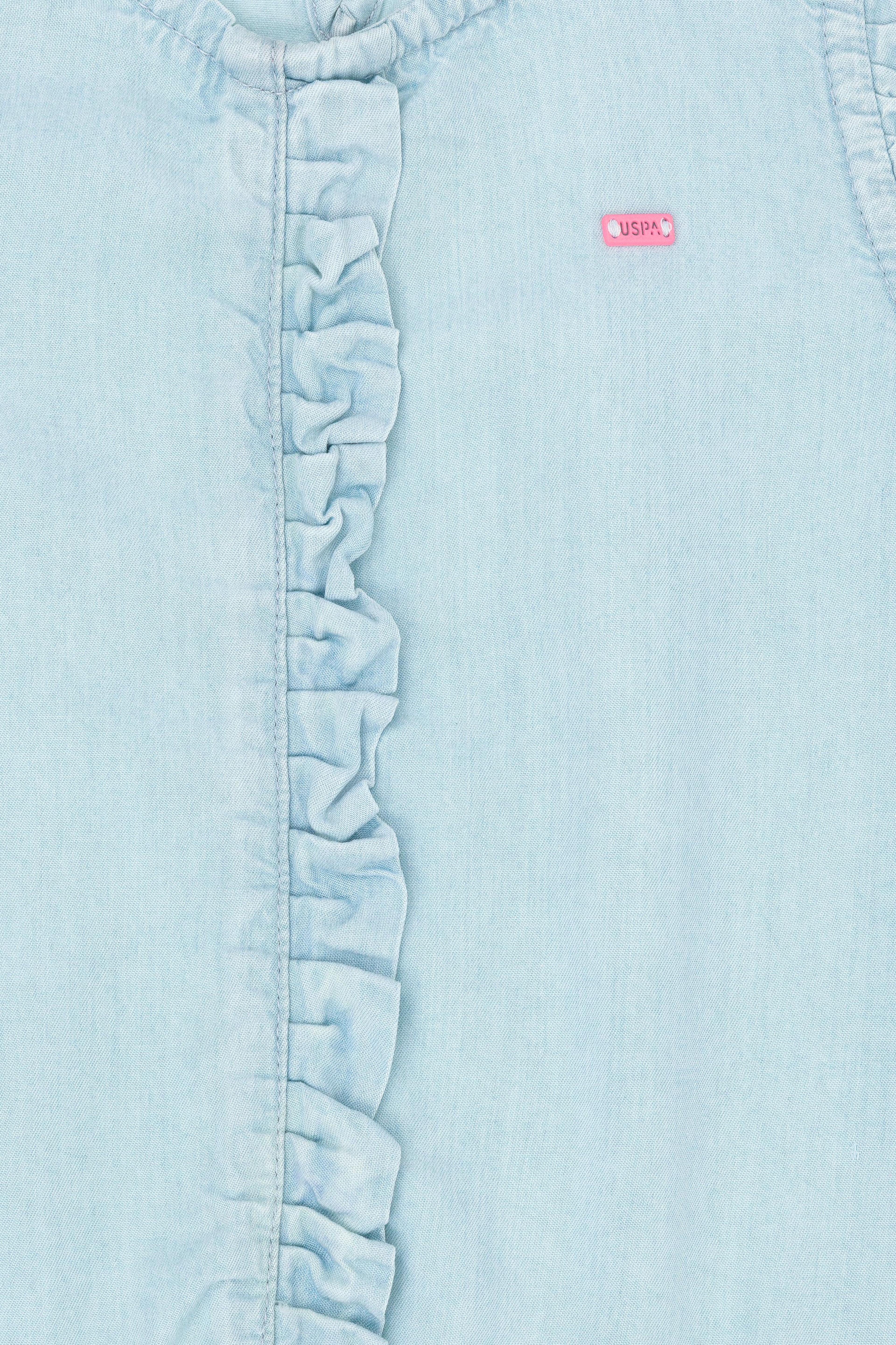 Kız Çocuk Açık Mavi Kolsuz Jean Elbise - Image 6