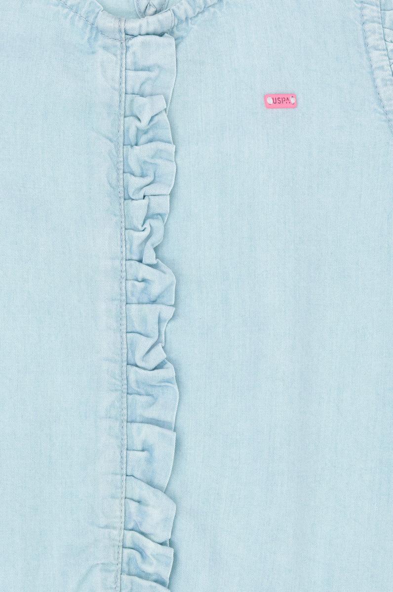 Kız Çocuk Açık Mavi Kolsuz Jean Elbise