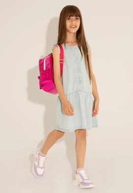 Kız Çocuk Açık Mavi Kolsuz Jean Elbise - 50263070019