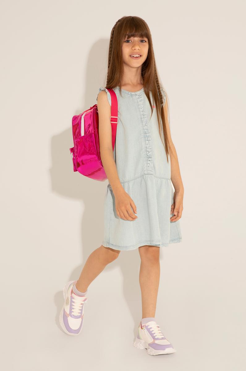 Kız Çocuk Açık Mavi Kolsuz Jean Elbise