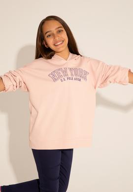 Kız Çocuk Toz Pembe Kapüşonlu Sweatshirt - 50276913021