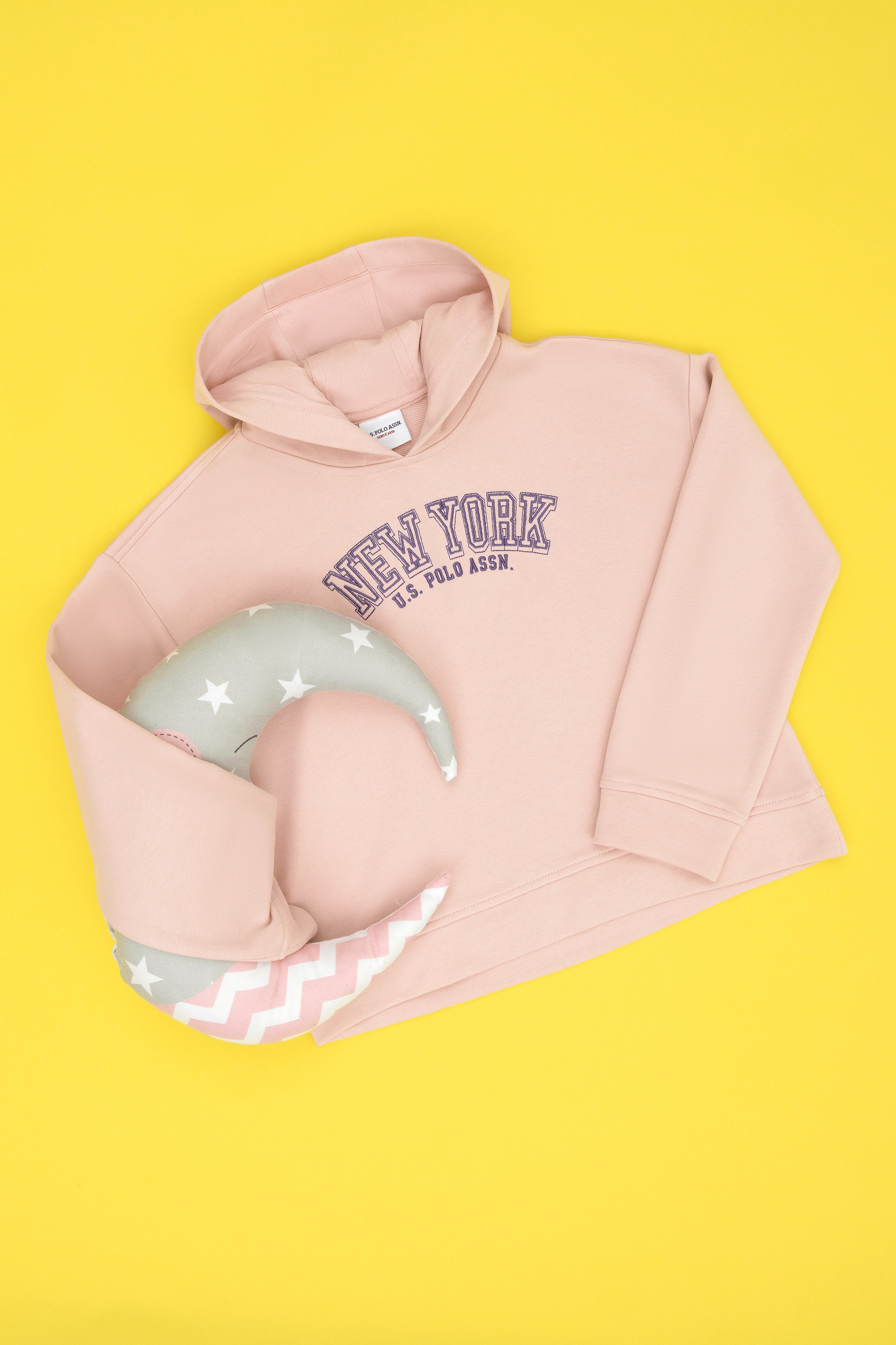 Kız Çocuk Toz Pembe Kapüşonlu Sweatshirt - Image 4