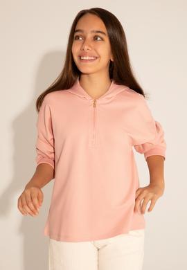 Kız Çocuk Pudra Kapüşonlu Sweatshirt - 50276918033