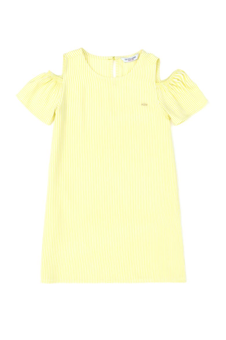 Kız Çocuk Neon Sarı Kolsuz Dokuma Elbise - 50269610006